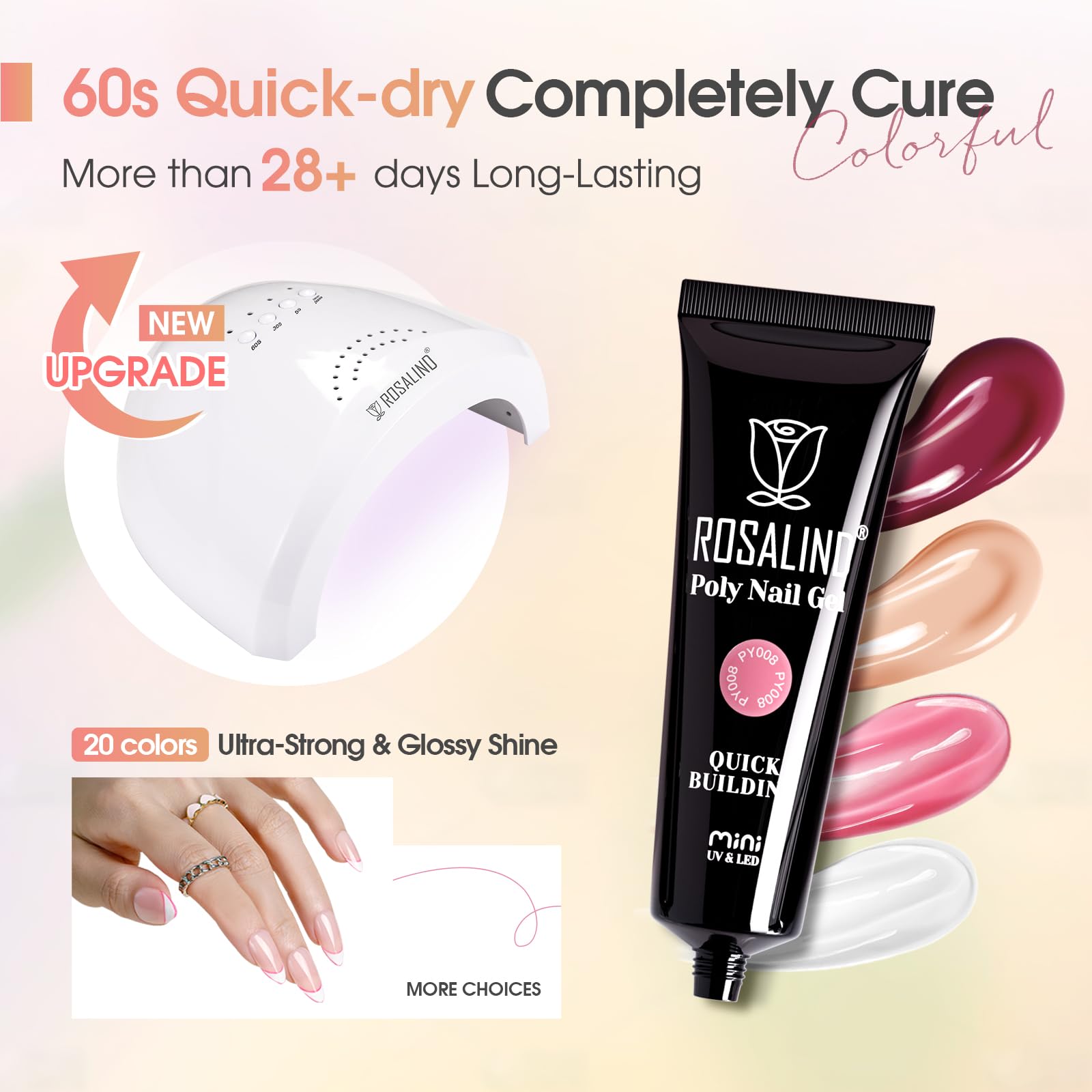 ROSALIND slip solution for smooth gel application and precise shaping.