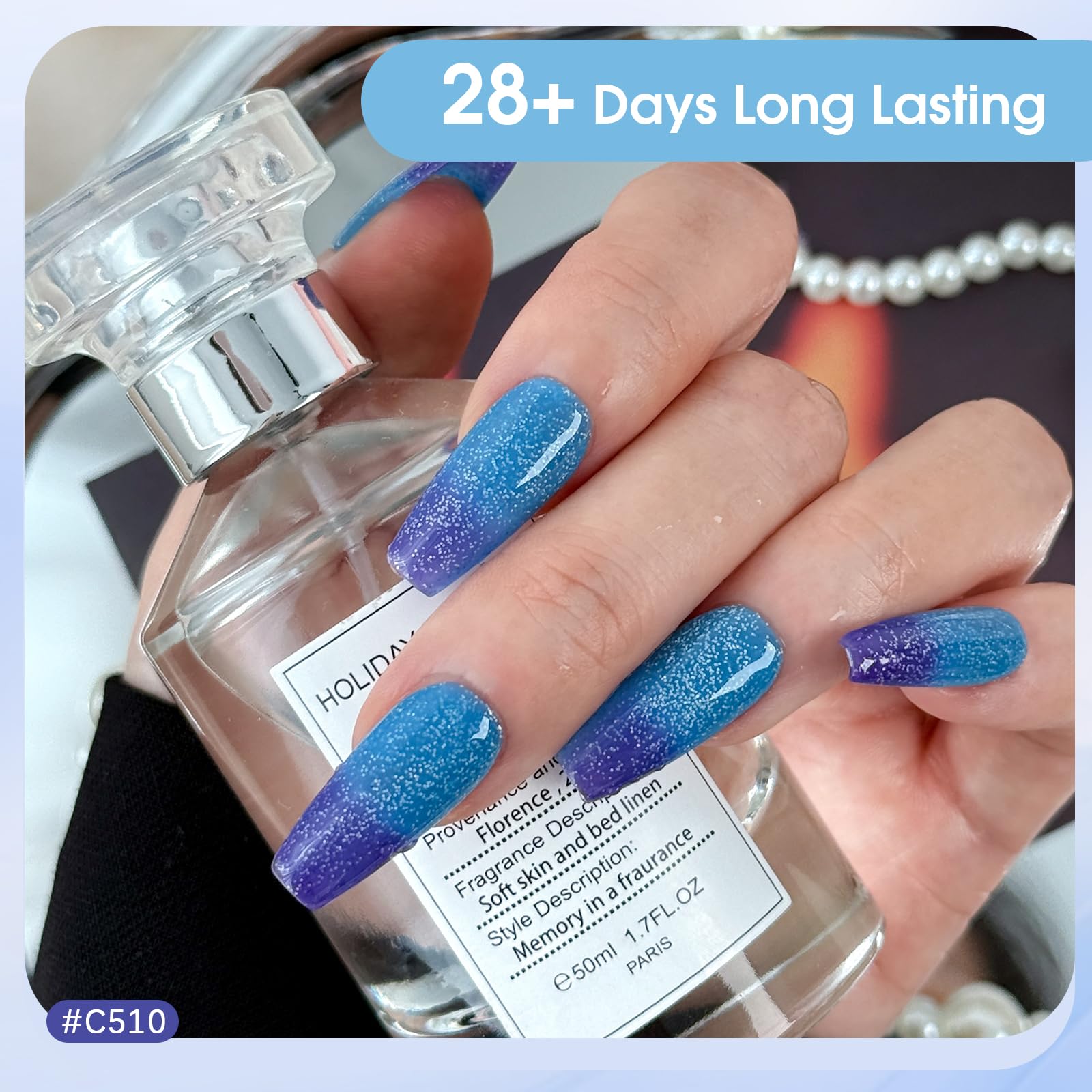 ROSALIND nails displaying temperature-triggered color change effect