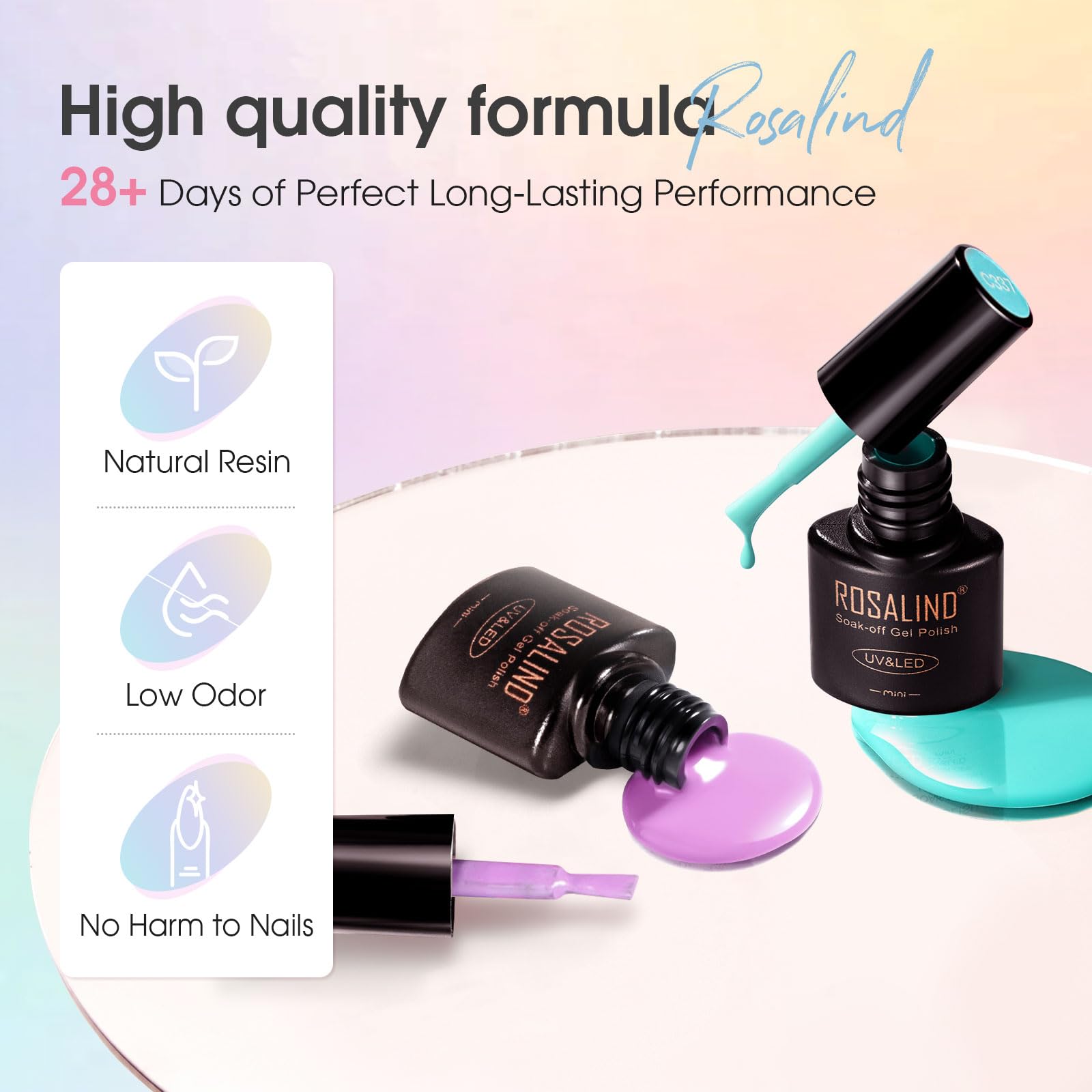 ROSALIND top coat bottle showing glossy and matte finishes