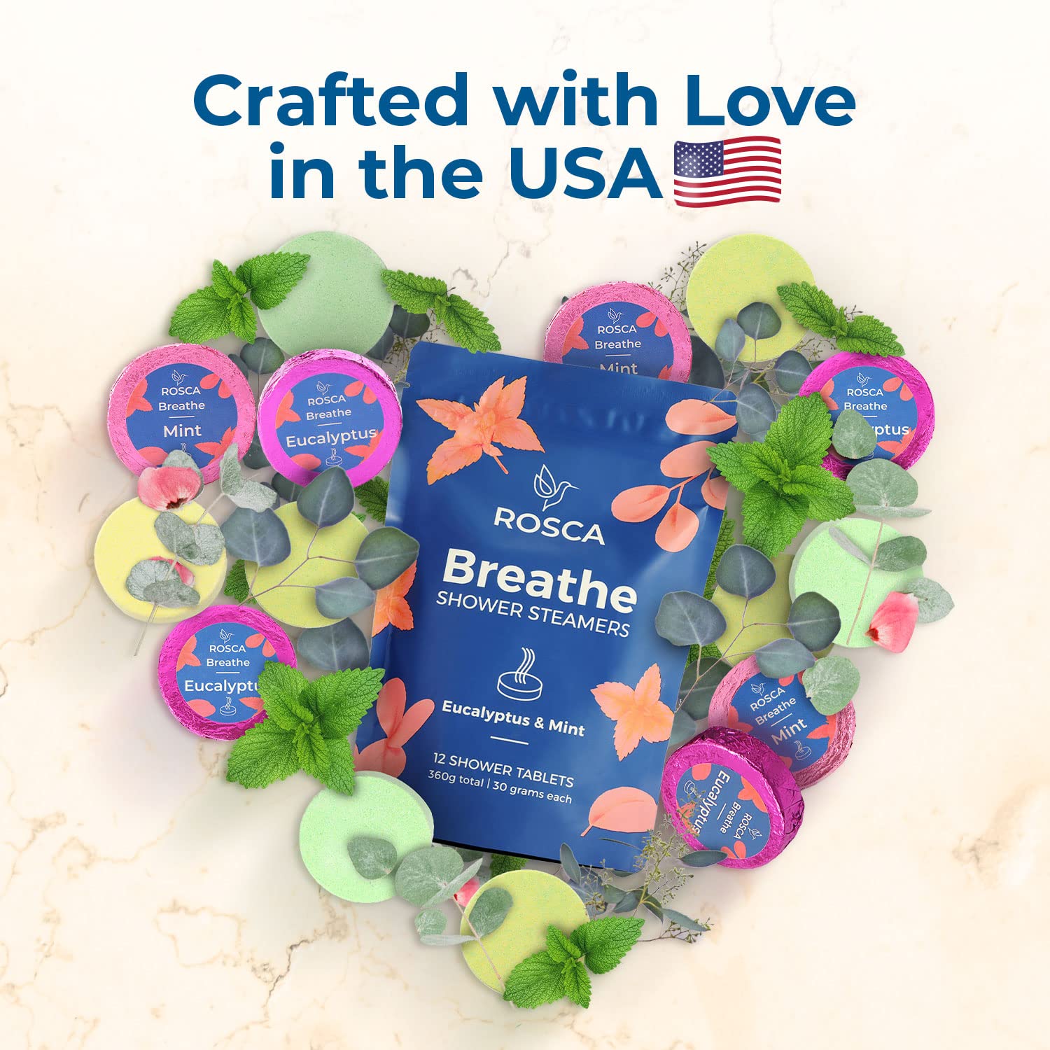 Rosca gift-ready display of aromatherapy shower steamers