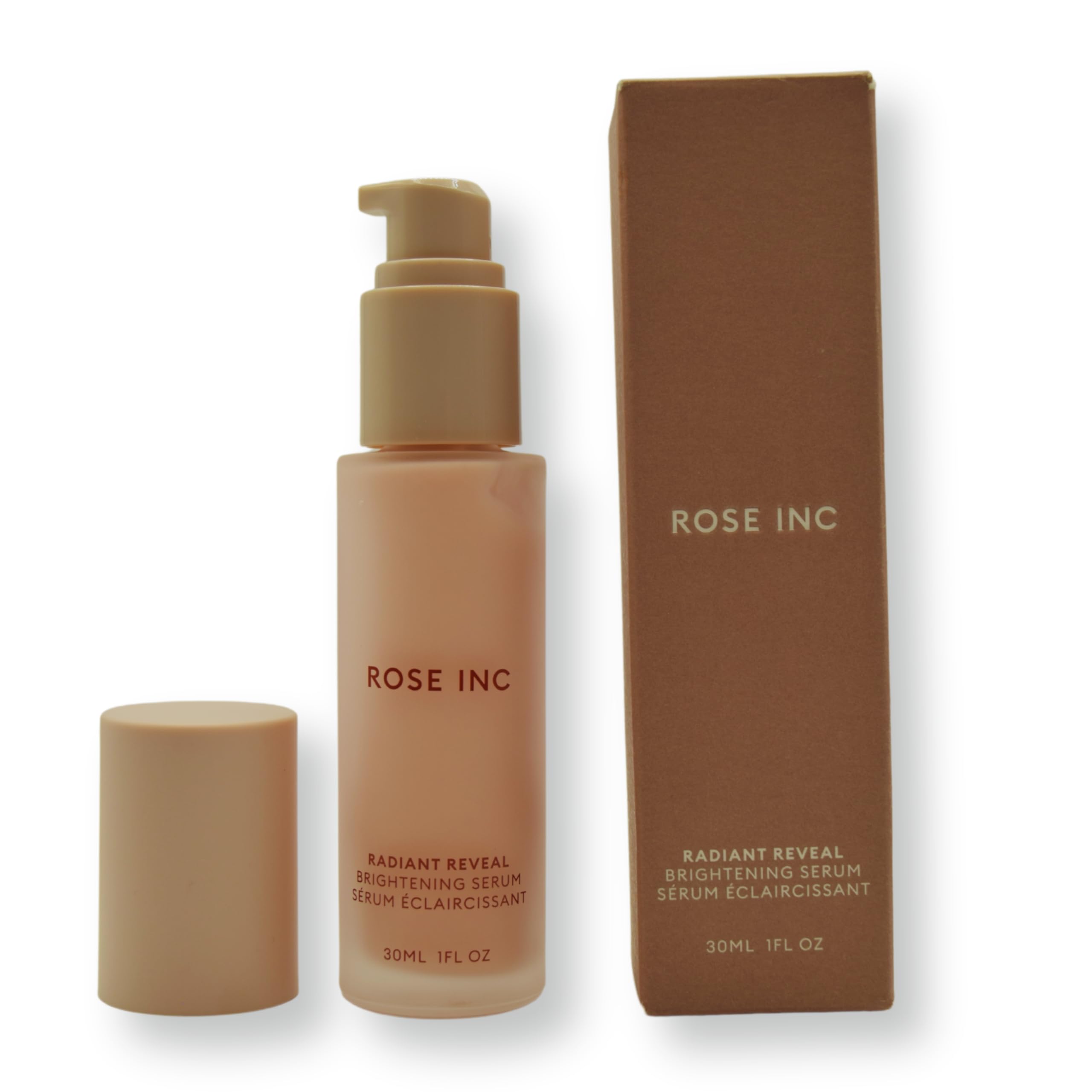 Rose Inc Radiant Reveal serum dispensing close-up showing easy application.