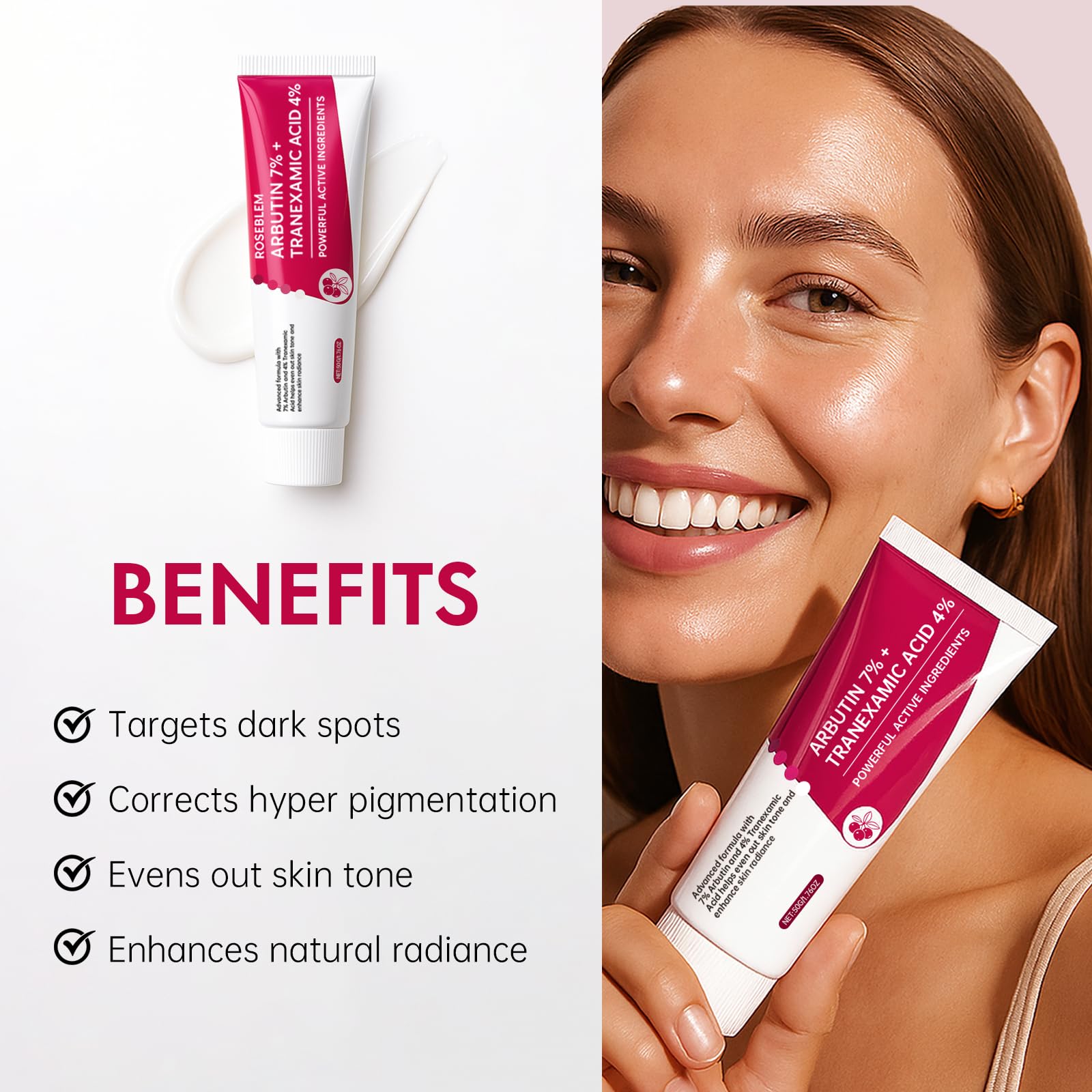 Roseblem cream texture appears silky and lightweight for quick absorption.
