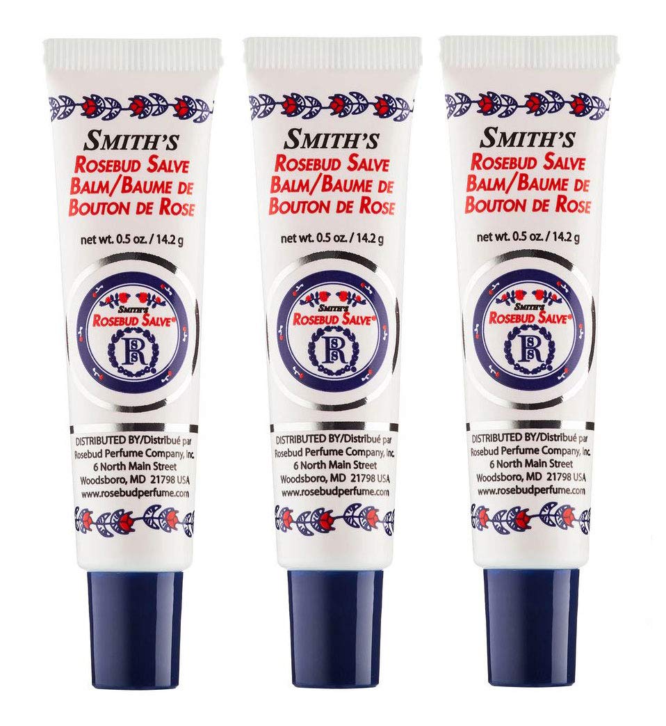 Rosebud Salve Original tubes in front view pack—compact multitasker for lips and skin.