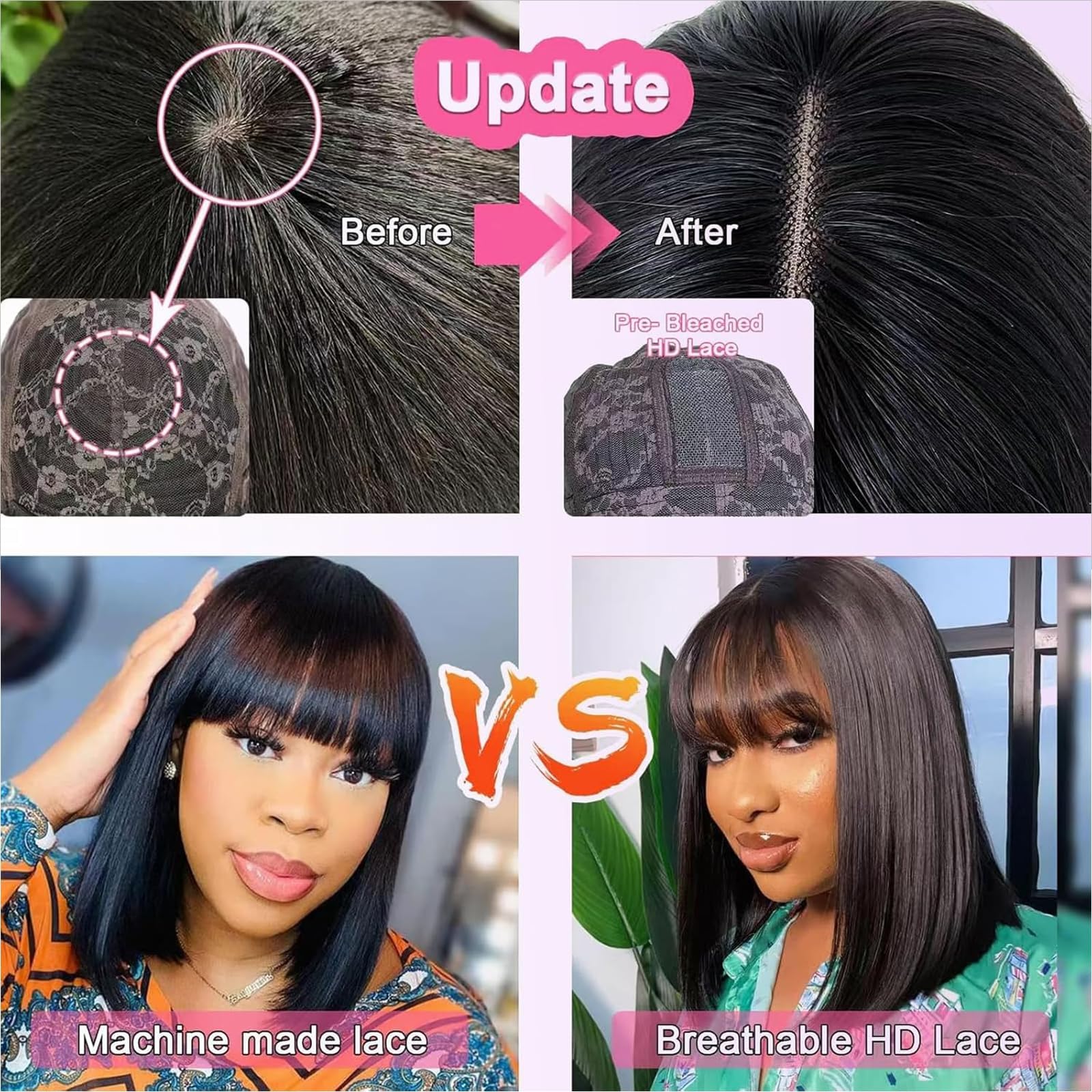 ROSELINE bangs front view demonstrates versatile parting and face-framing style