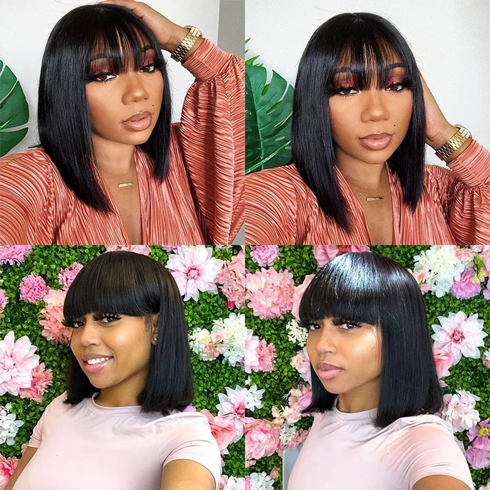 ROSELINE model wearing bangs demonstrates natural flow for daily looks
