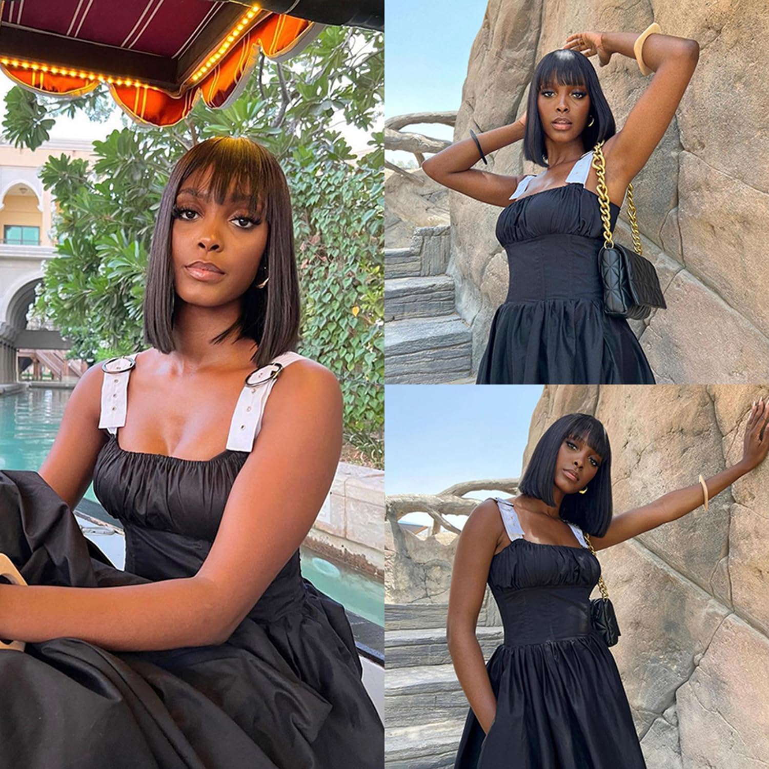 ROSELINE wig close-up reveals smooth texture and natural shine
