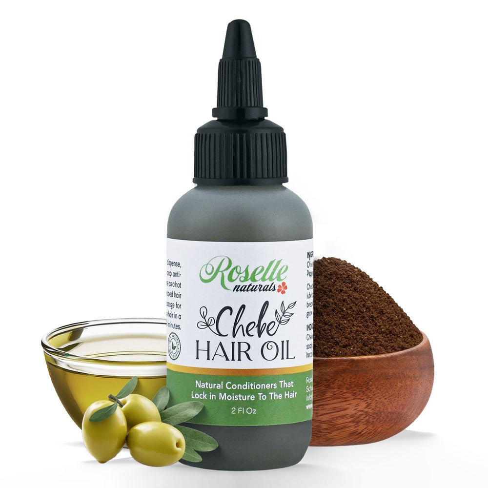 Roselle Naturals Chebe Oil bottle pour for smooth, hydrated hair