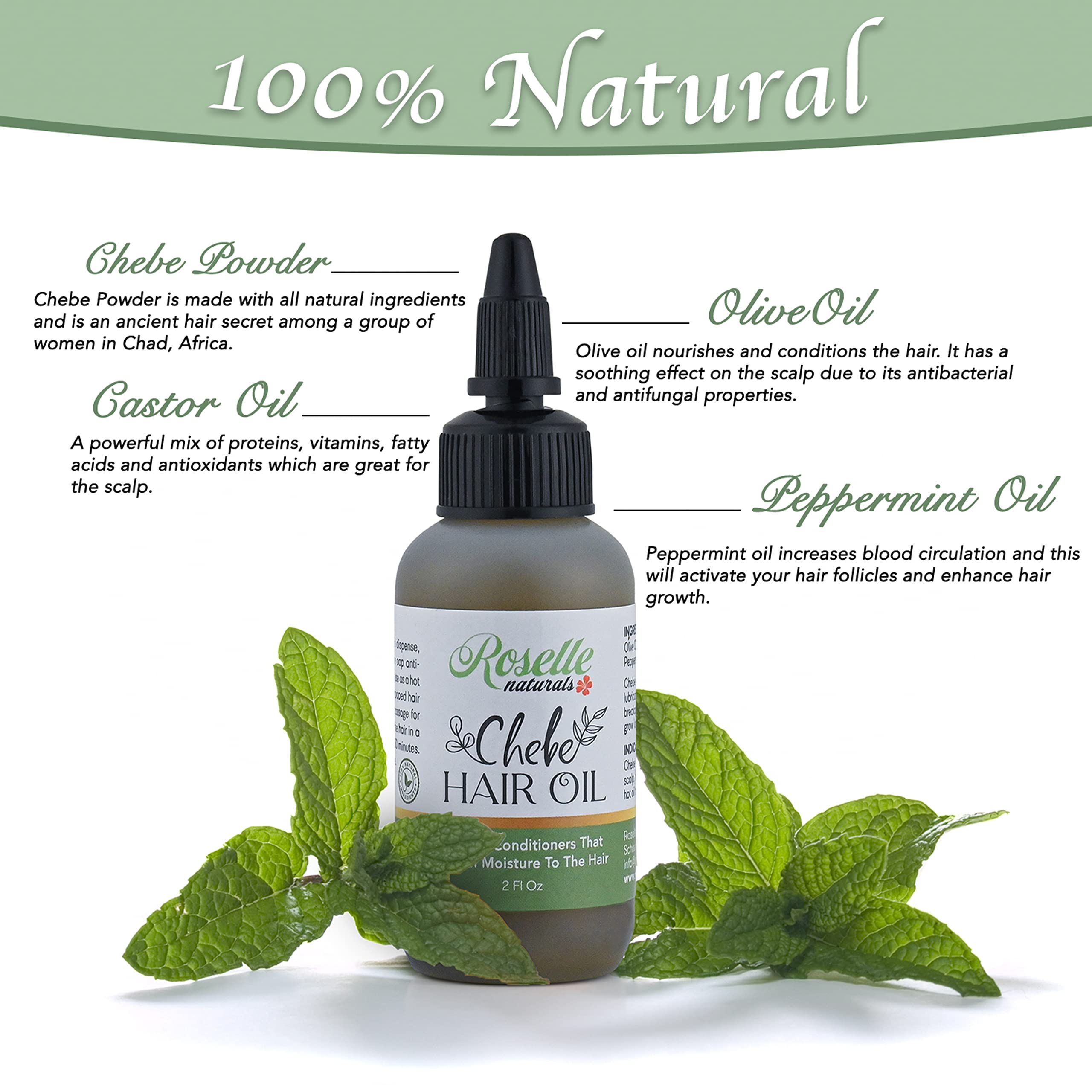 Roselle Naturals Chebe Oil during scalp massage for soothing relief