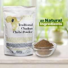 Roselle Naturals Chebe Powder applied as a mask for stronger, healthier hair.