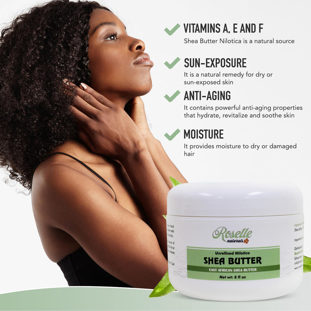 Roselle Naturals Shea Butter application on face demonstrates quick absorption and non-greasy feel.
