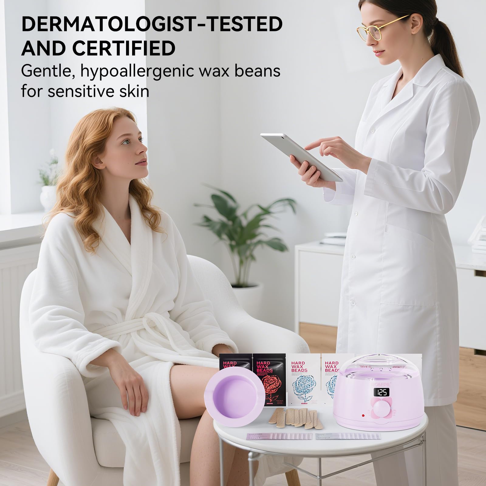ROSEPIL beginner-friendly kit for comfortable home waxing sessions.