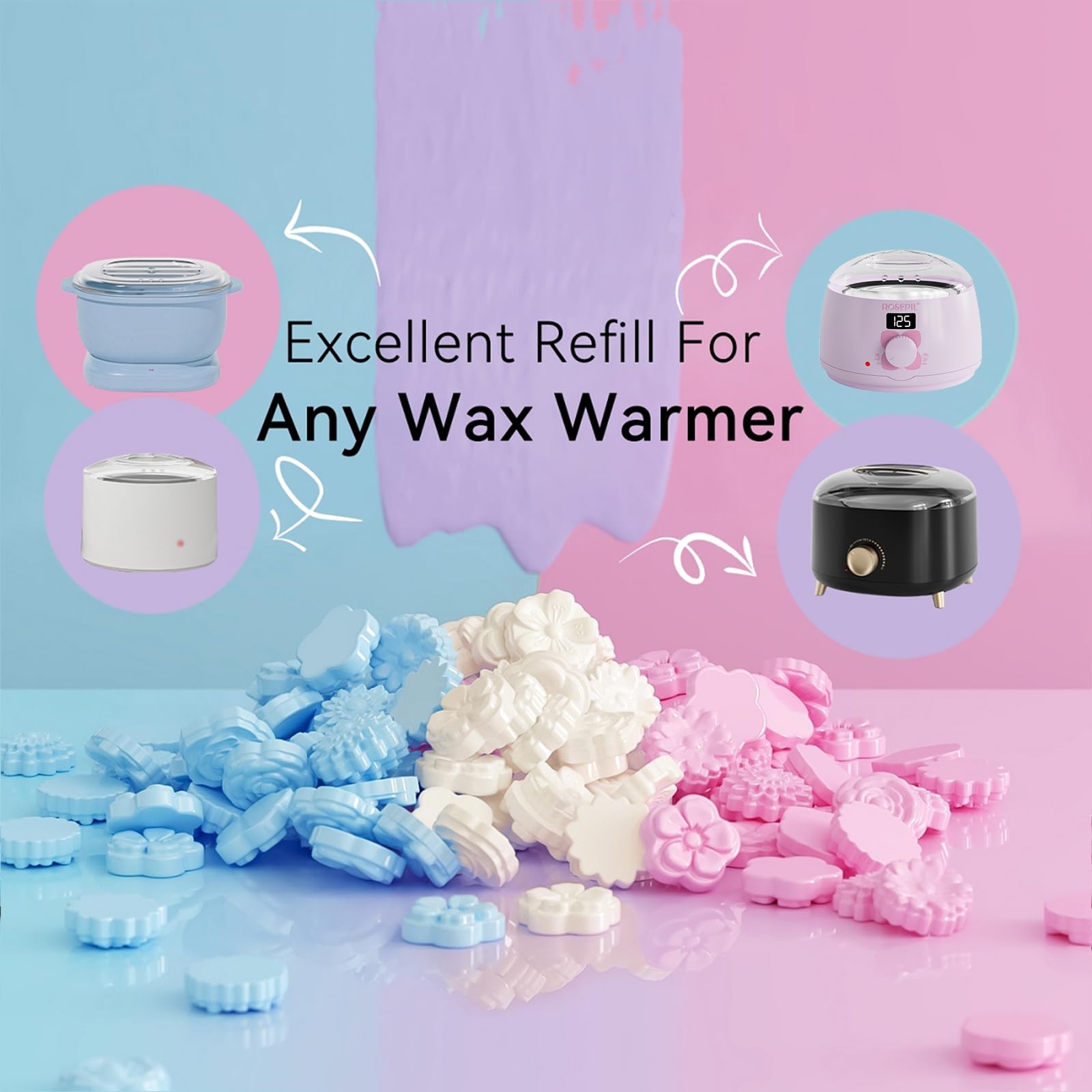 Rosepil face and bikini-friendly wax beads for sensitive areas