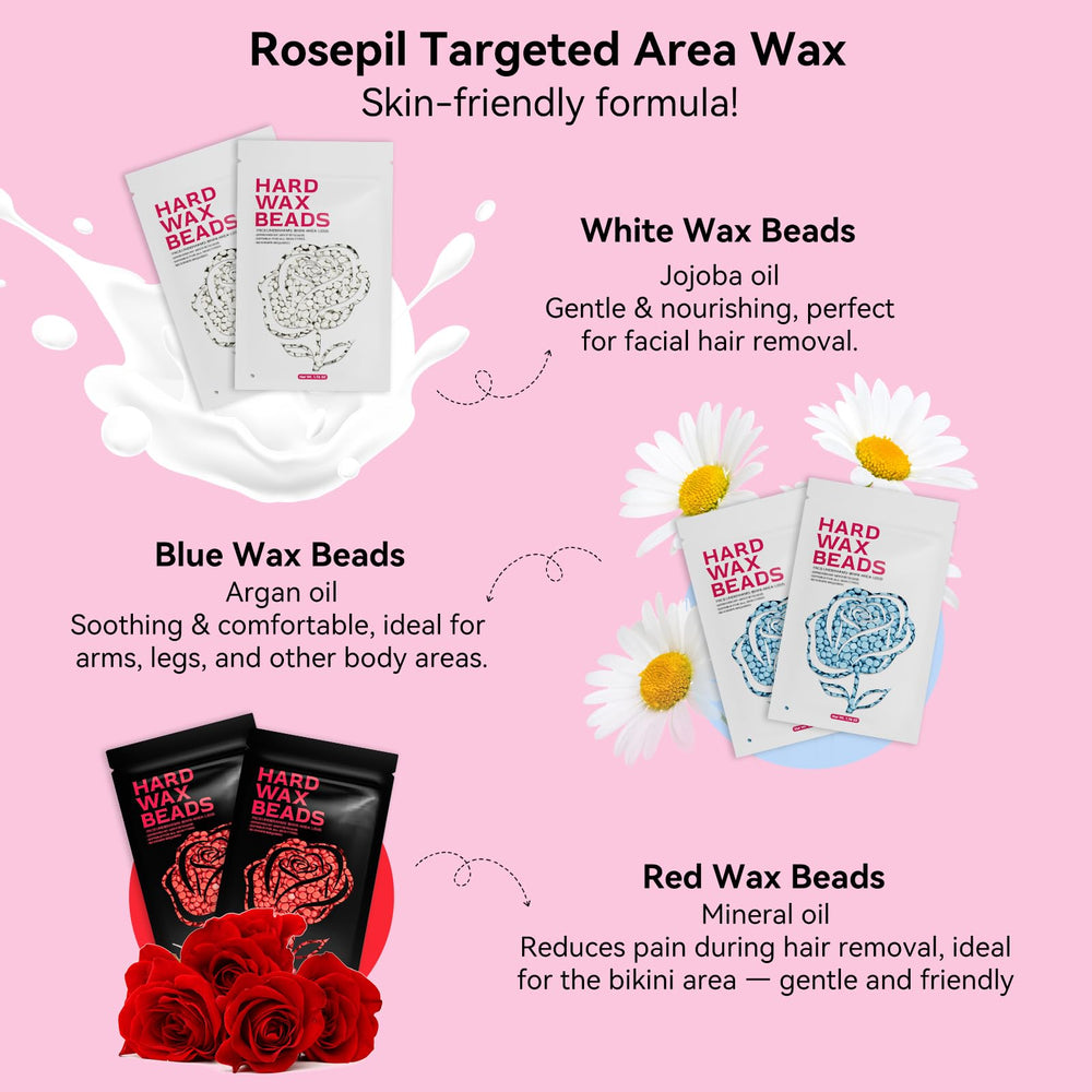 ROSEPIL post-wax wipes remove residue and calm skin after waxing.