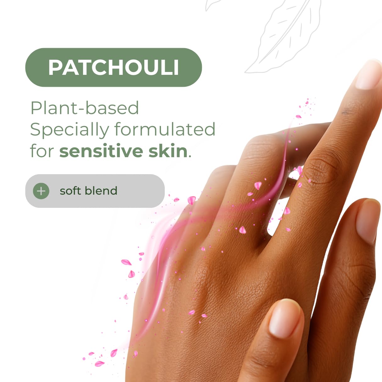 Roses Natural Patchouli In-Wash in a laundry room setup highlights plant-based formula.
