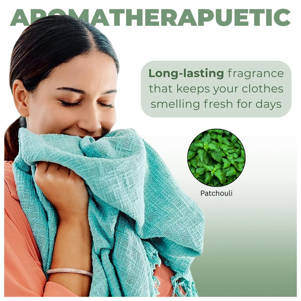 Roses Natural Patchouli In-Wash near a wedding outfit suggests a captivating fragrance for events.