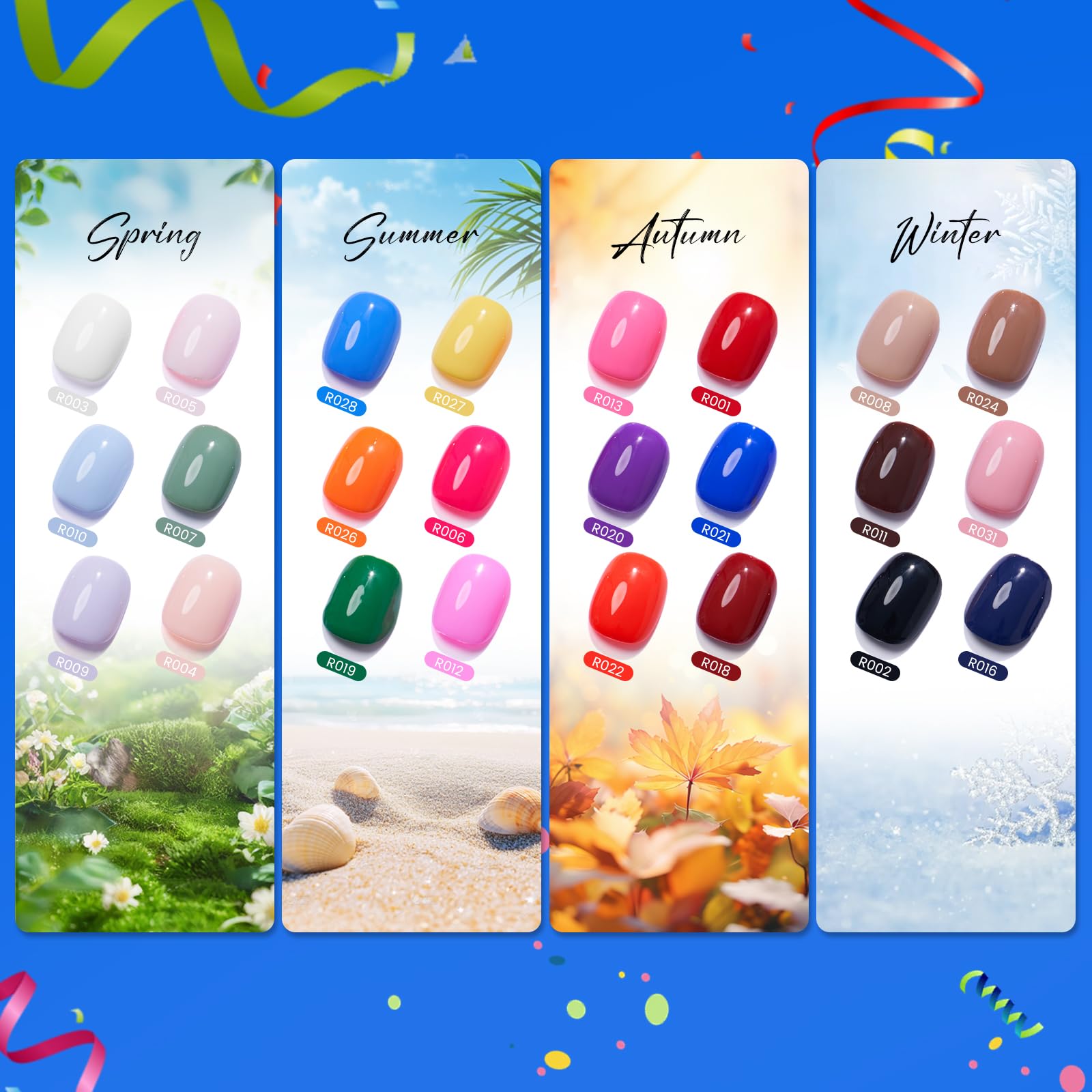 Rosiour 24-color swatches chart previews shades for easy selection