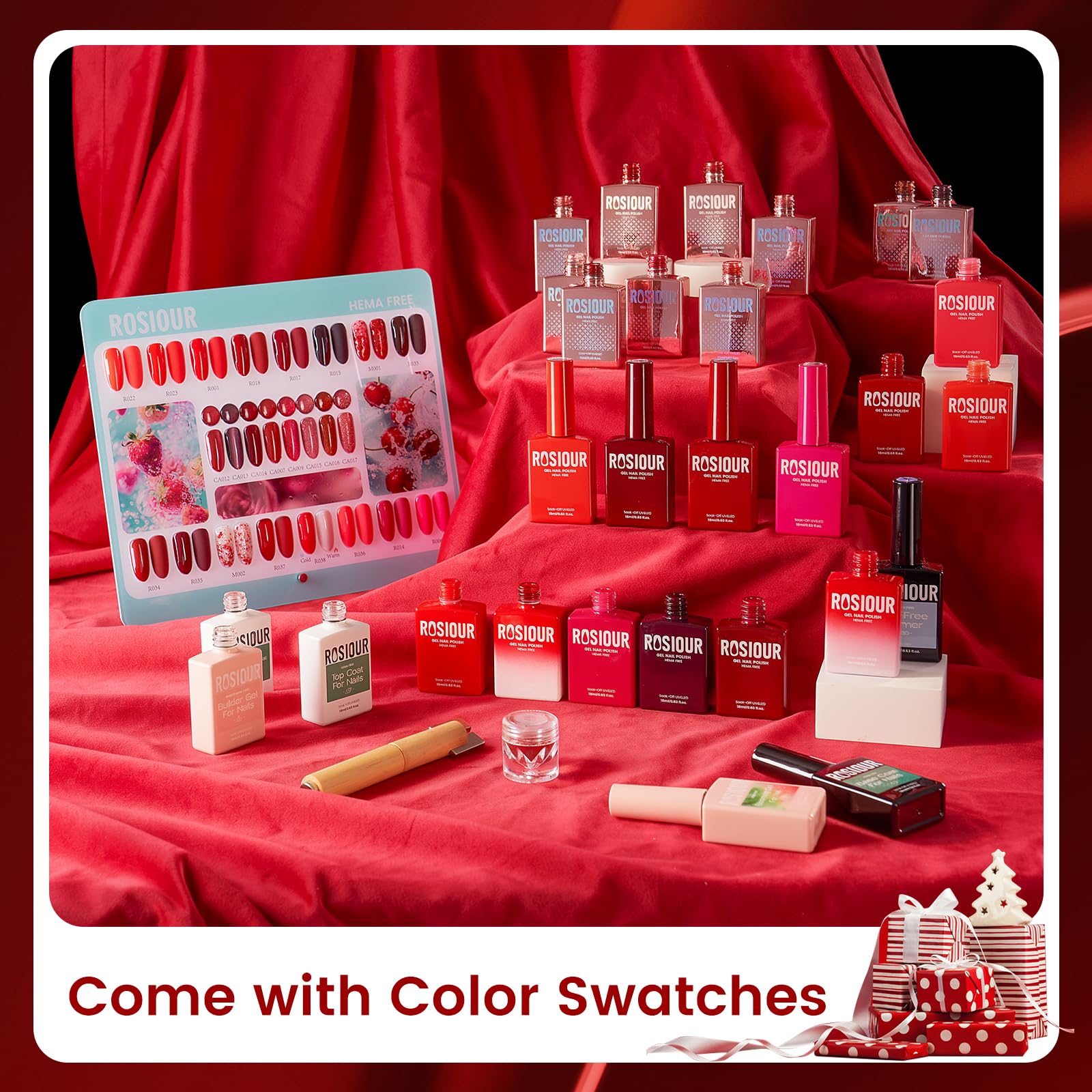 Rosiour glossy top coat provides radiant, durable shine.