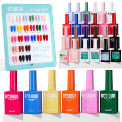 Rosiour Hema Free Gel Nail Polish Set front view with organized kit for at-home manicure