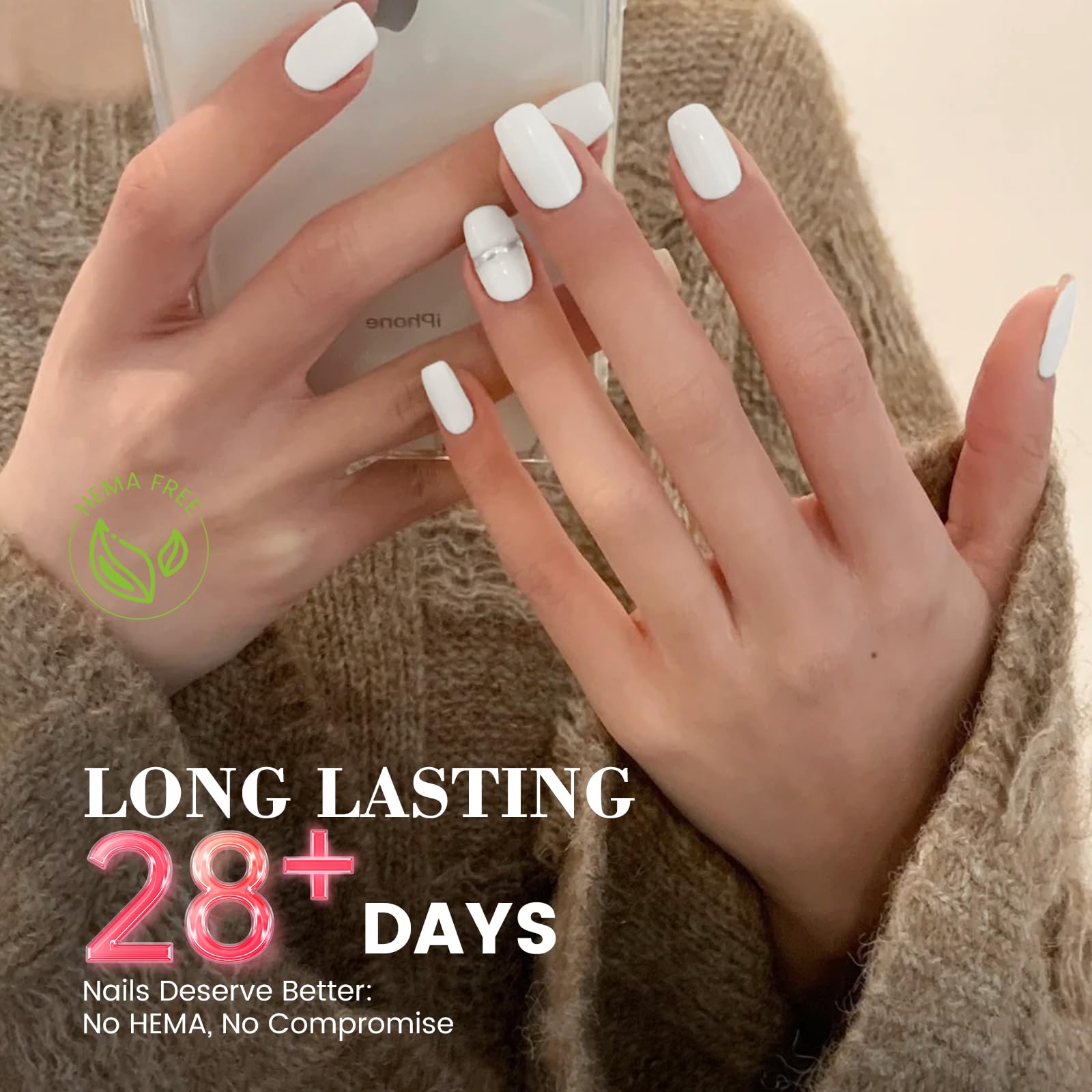 Rosiour white gel nail polish glossy finish enhances minimalist style.