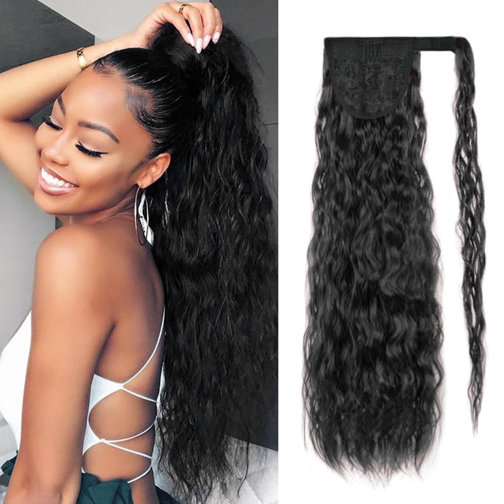 Rosmile corn wave ponytail 26in wrap shows natural shine and comfortable wear