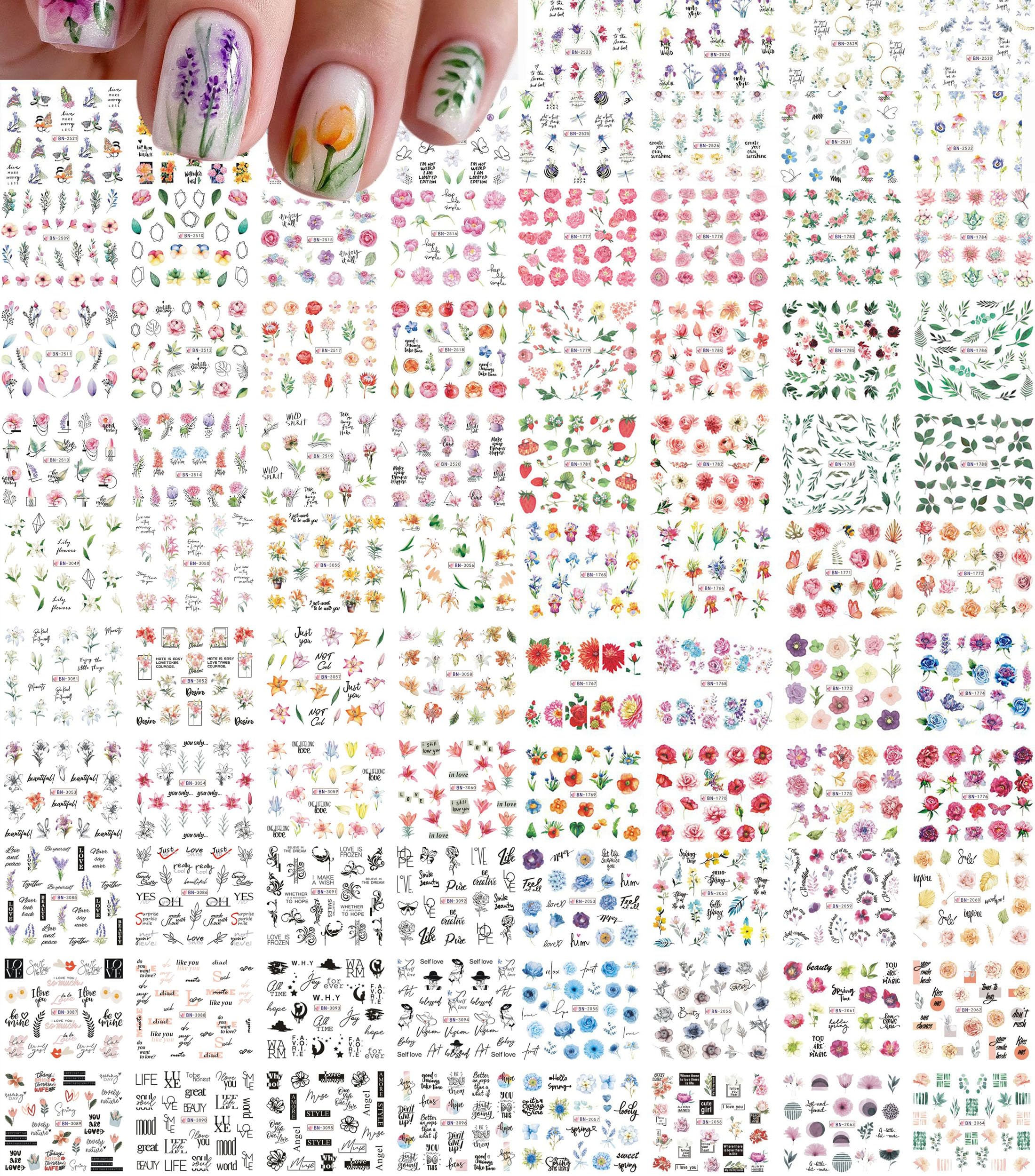 Rosymormor 84 sheets nail stickers with butterfly and flower design for stylish nails.