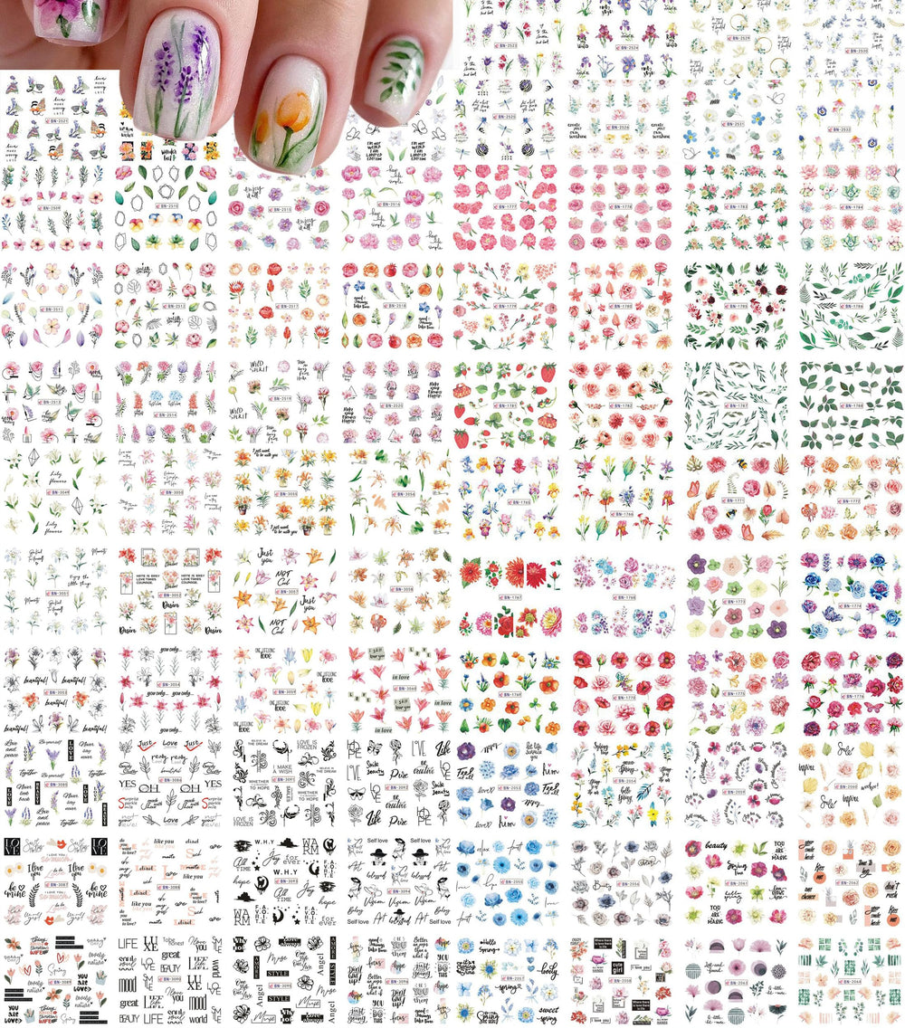 Rosymormor 84 sheets nail stickers with butterfly and flower design for stylish nails.