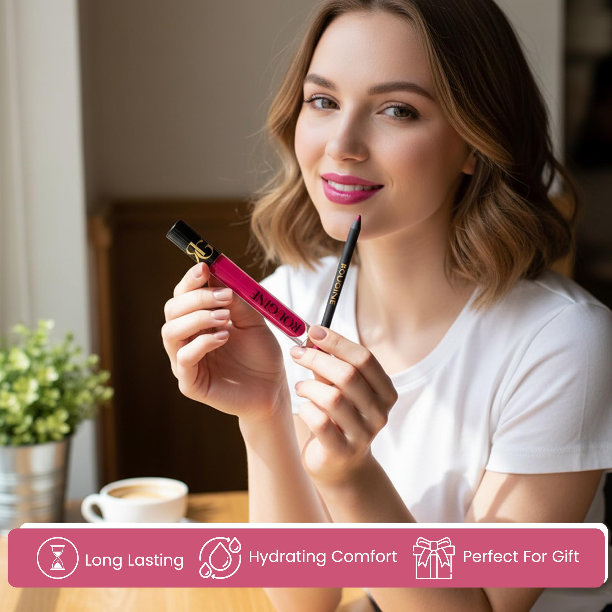 ROUGINE lip care with shea butter and Vitamin E for comfortable lips.