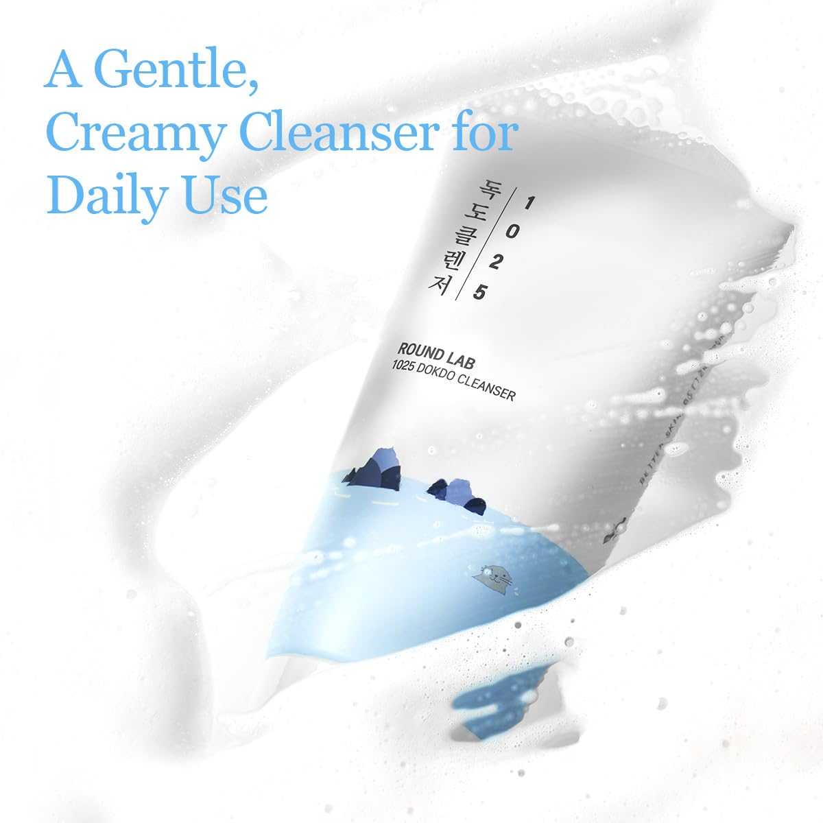 Round Lab 1025 Dokdo Cleanser rich bubbles provide deep cleansing.
