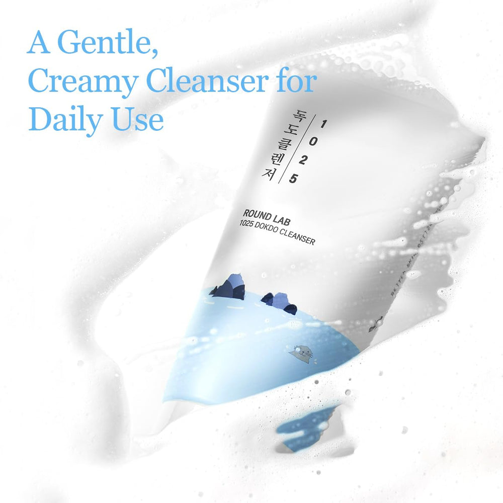 Round Lab 1025 Dokdo Cleanser rich bubbles provide deep cleansing.
