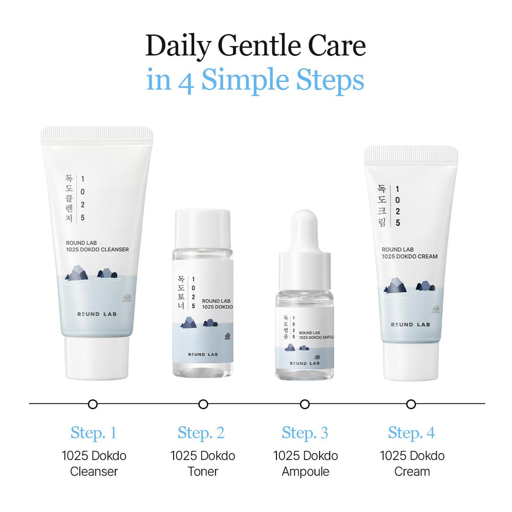 ROUND LAB 1025 Dokdo cleanser mini 30ml close-up for gentle cleansing.