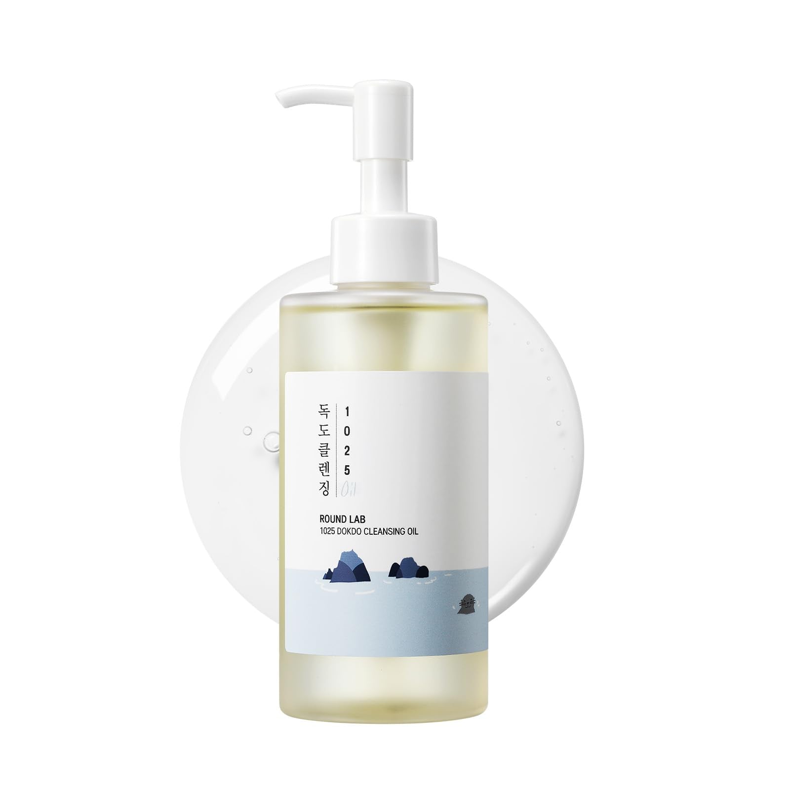 ROUND LAB 1025 Dokdo Cleansing Oil bottle for makeup removal and gentle cleansing.