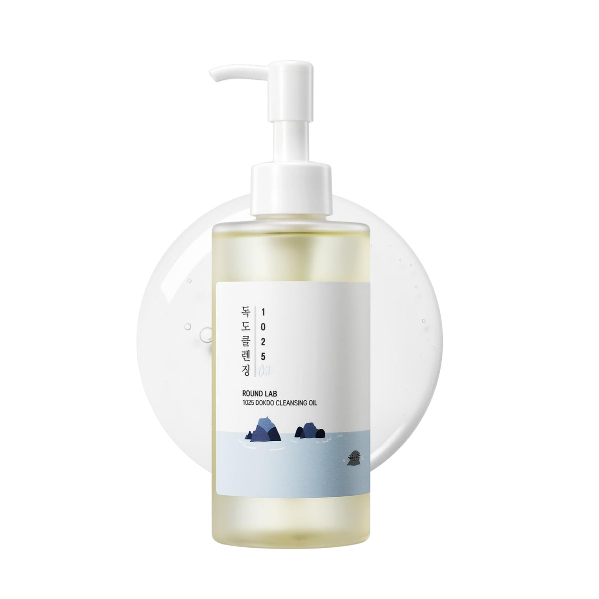 ROUND LAB 1025 Dokdo Cleansing Oil bottle for makeup removal and gentle cleansing.