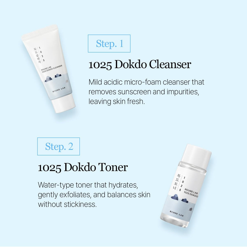 ROUND LAB 1025 Dokdo toner mini 20ml bottle for soothing hydration.