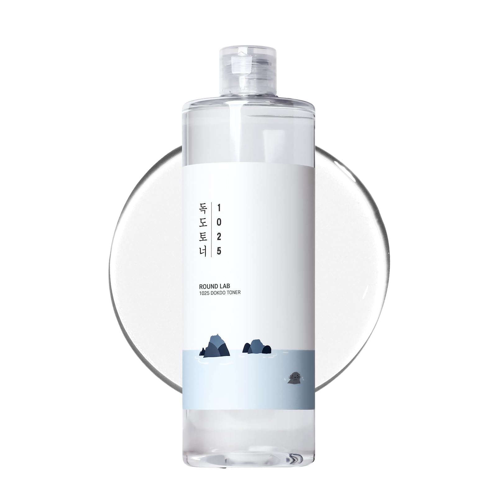 ROUND LAB 1025 Dokdo Toner packaging closeup highlights premium branding