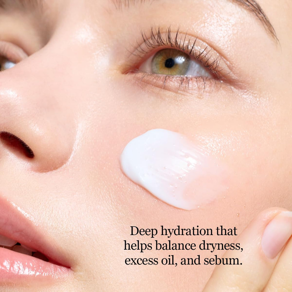 ROUND LAB Birch Juice Cream applied on dry cheek for smooth feel