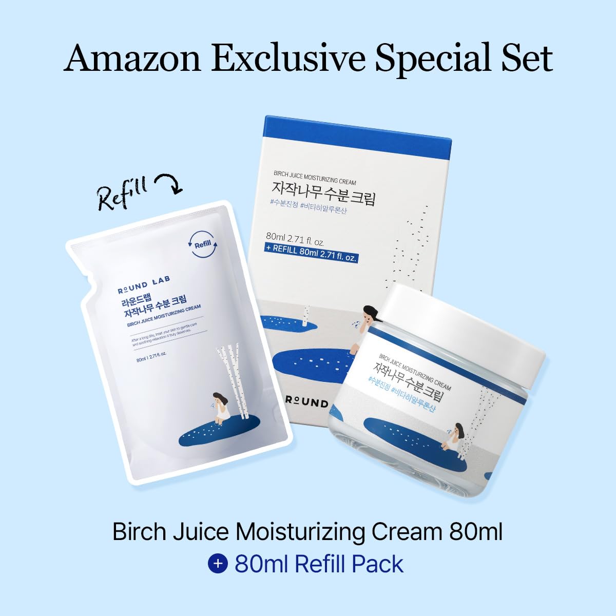 ROUND LAB Birch Juice Cream refill pack ready for topping up