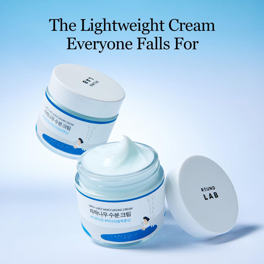 Close-up texture of ROUND LAB Birch Juice Cream with moisture capsules