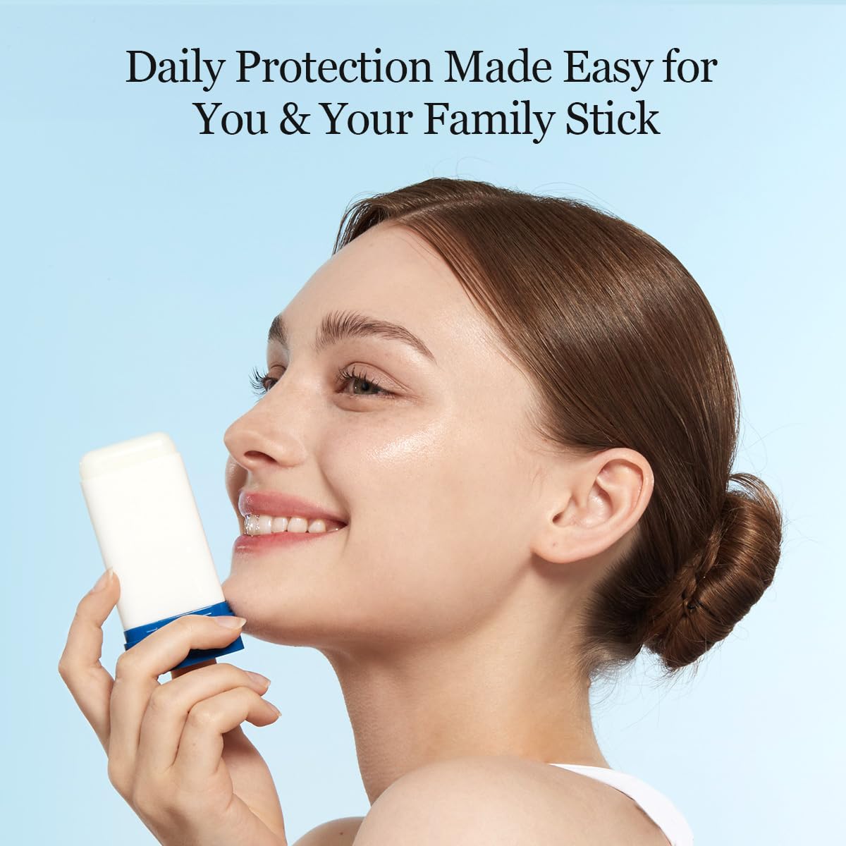 Birch Juice Sunscreen Stick application close-up with smooth, dewy finish.