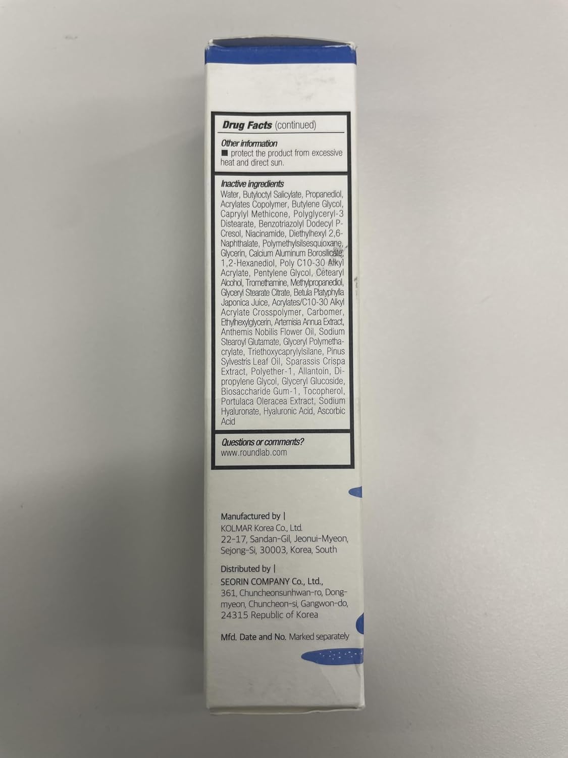 Easy wash-off with regular cleanser after wearing ROUND LAB sunscreen