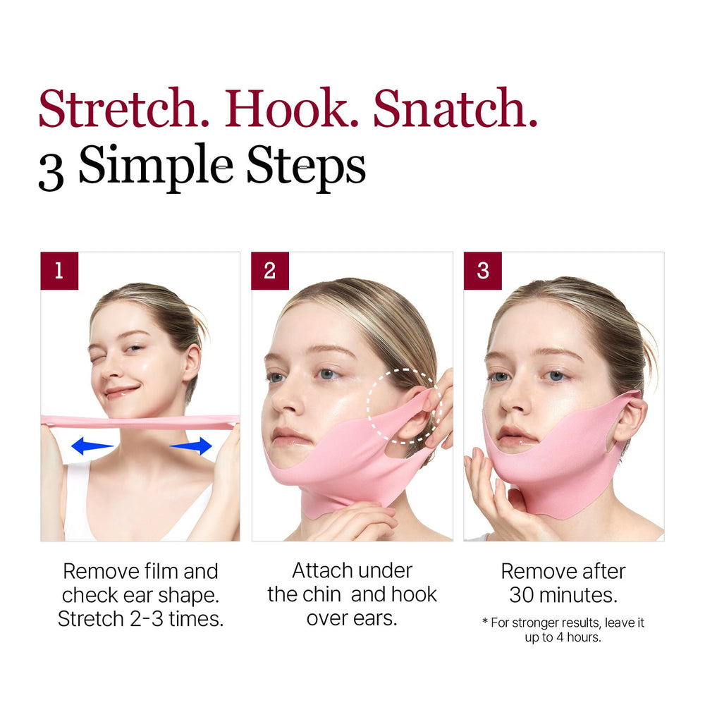 ROUND LAB Camellia lifting mask worn during light activity at home.