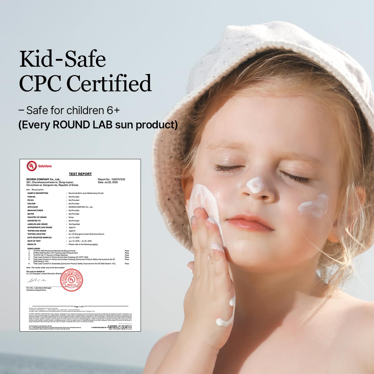 ROUND LAB fragrance-free formula applied on skin suitable for sensitive care.