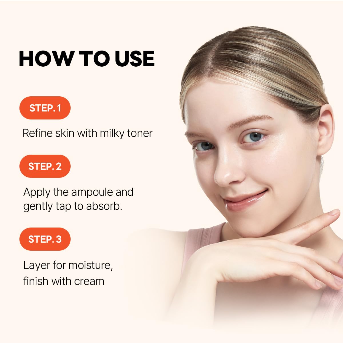 ROUND LAB Ampoule being applied yields smooth, hydrated skin