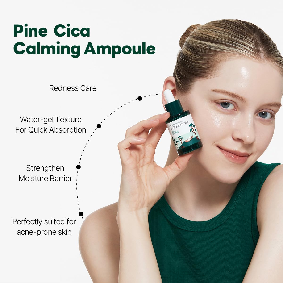 ROUND LAB Pine Calming Cica Ampoule texture absorbs quickly for fast hydration.