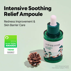 ROUND LAB Pine Calming Cica Ampoule dropper dispensing a clear gel.