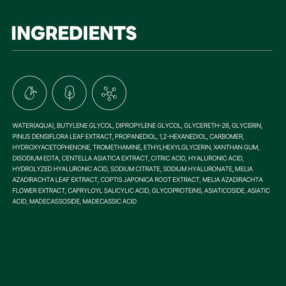 ROUND LAB Pine Calming Cica Ampoule shows 80.4% Pine Cica Activ for barrier comfort.