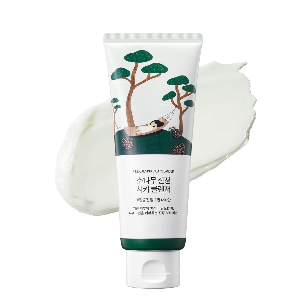 ROUND LAB Pine Calming Cica Cleanser foaming action for deep cleansing.
