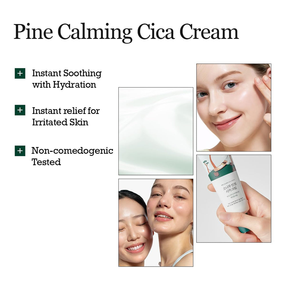 ROUND LAB Pine Calming Cica Cream close-up of pores refinement.
