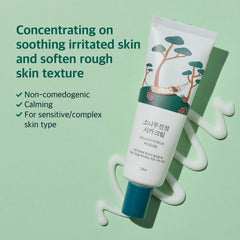 ROUND LAB Pine Calming Cica Cream tube back shows product details.