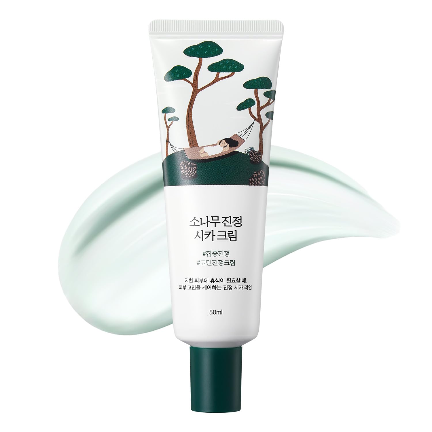 ROUND LAB Pine Calming Cica Cream bottle front, soothing skin barrier support.