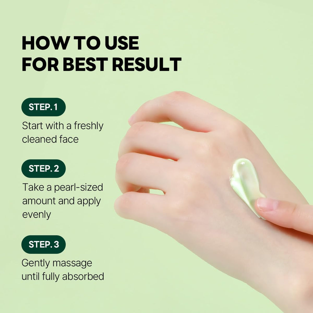 ROUND LAB Pine Cica Calming Cream Plus texture-swirl demonstrating balanced moisture without heaviness.